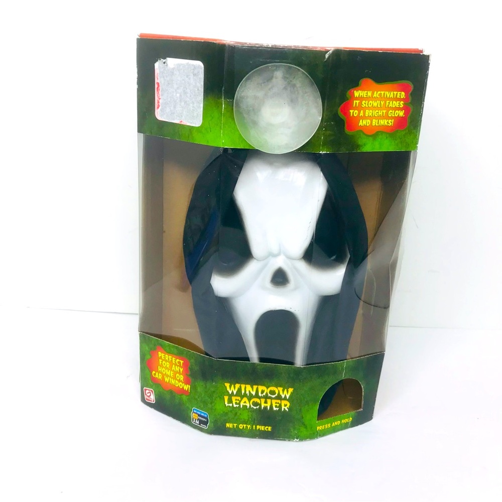 Gemmy Window Leacher Light Up Scream Ghost Face Mask Halloween Decor Window